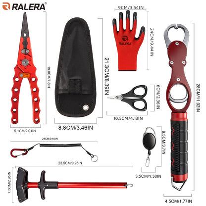 Fishing Gear Set Aluminum Alloy Fishing Pliers, Line Cutter, Hook Remover, Fish Grip with 20kg Control Capacity, Perfect Fishing
