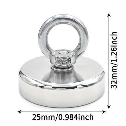 D16~D42mm Super Strong Neodymium Fishing Hook N52 Heavy Duty Rare Earth Neodymium with Countersunk Hole Eyebolt Salvage Magnetic