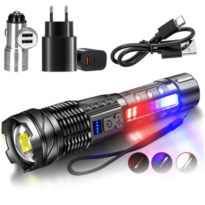 High Powerful LED Flashlights Long Range 150M Super Bright Torch Light Rechargeable Waterproof Outdoor Camping Lamp