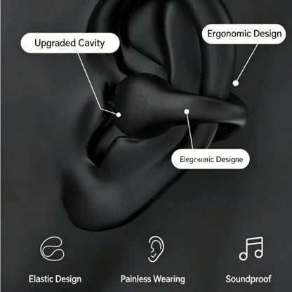 Wireless Bluetooth Earphones Ear-clip LED Power Display Headset Sport Earbuds for Phone HD Sound Game Headphones With Mic