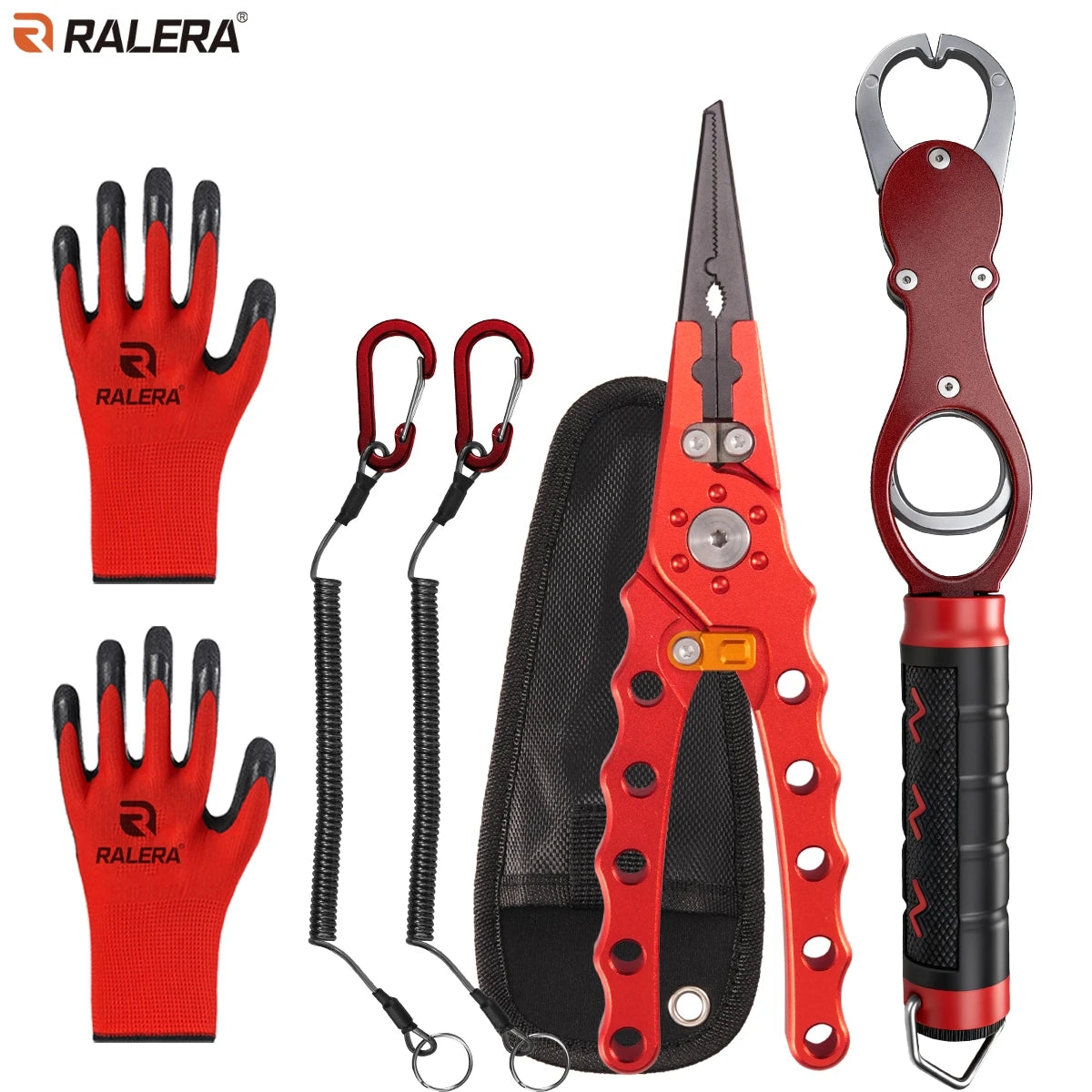 Fishing Gear Set Aluminum Alloy Fishing Pliers, Line Cutter, Hook Remover, Fish Grip with 20kg Control Capacity, Perfect Fishing
