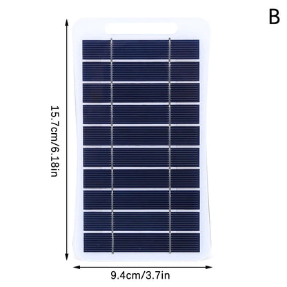 2W 5W Solar Panel With USB Waterproof Outdoor Hiking And Camping Portable Battery Mobile Phone Charging Bank Charging Panel 5V