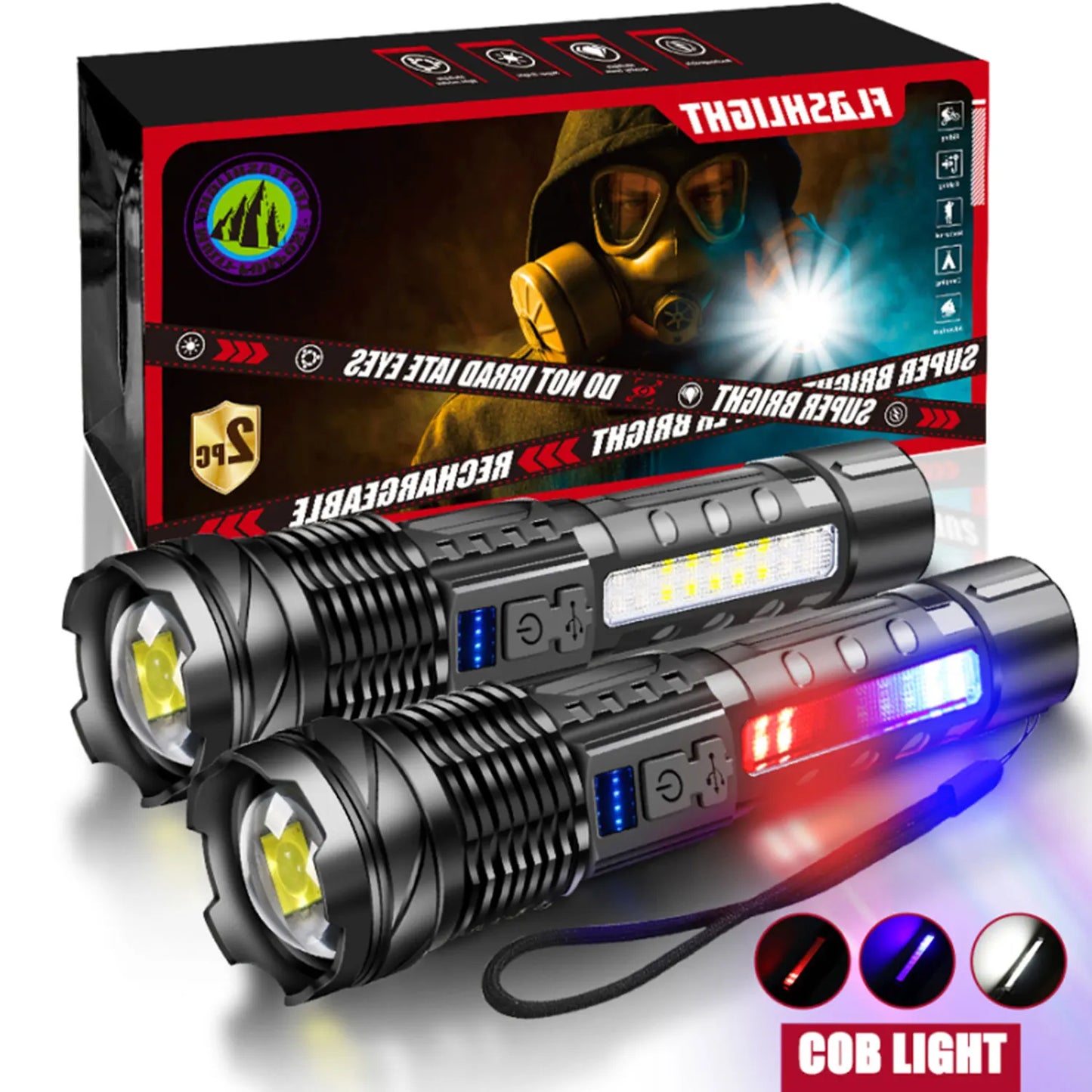 High Powerful LED Flashlights Long Range 150M Super Bright Torch Light Rechargeable Waterproof Outdoor Camping Lamp