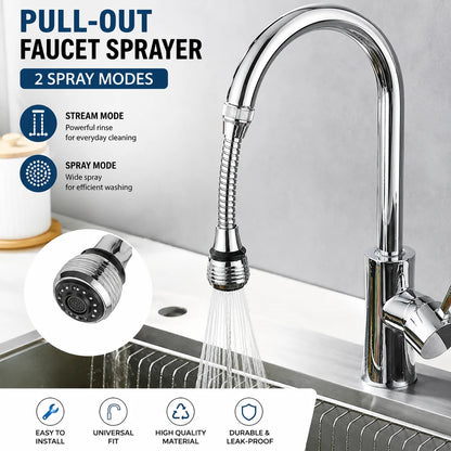 360° Rotating Kitchen Long Faucet Pressure Splash Proof Extended Filtering Foam Kitchen Universal Faucet Dual Mode Spray