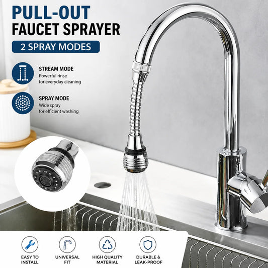 360° Rotating Kitchen Long Faucet Pressure Splash Proof Extended Filtering Foam Kitchen Universal Faucet Dual Mode Spray
