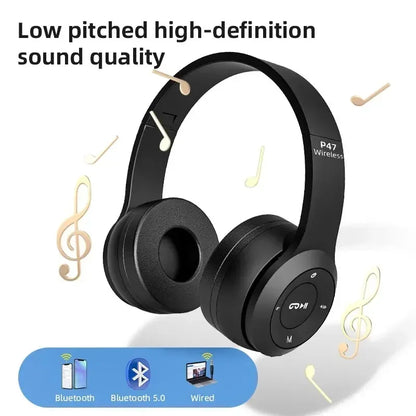 Stereo P47 Headset 5.0 Bluetooth Headset Folding Series Wireless Outdoor SportsHeadset for iPhone Samsung PC Game Accessories