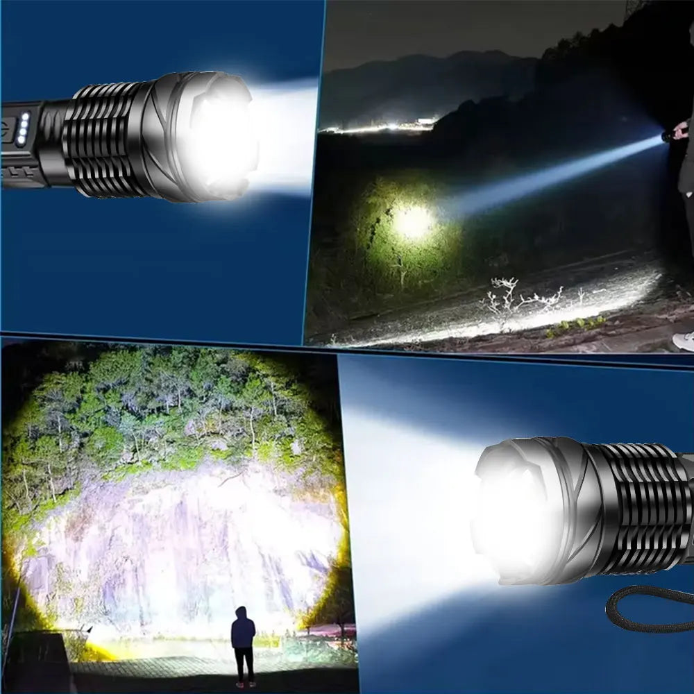High Powerful LED Flashlights Long Range 150M Super Bright Torch Light Rechargeable Waterproof Outdoor Camping Lamp
