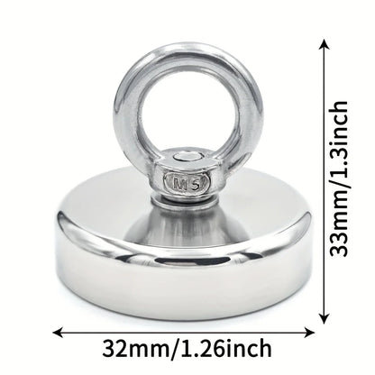 D16~D42mm Super Strong Neodymium Fishing Hook N52 Heavy Duty Rare Earth Neodymium with Countersunk Hole Eyebolt Salvage Magnetic