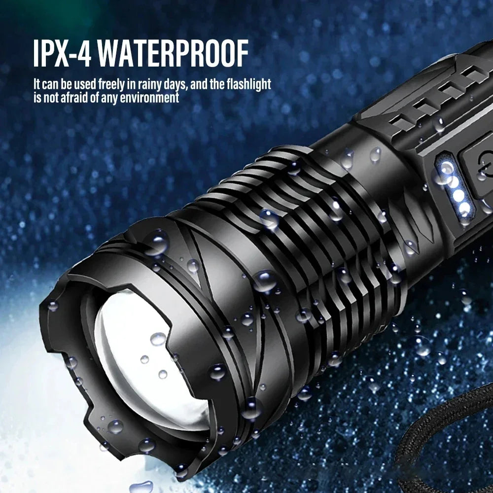High Powerful LED Flashlights Long Range 150M Super Bright Torch Light Rechargeable Waterproof Outdoor Camping Lamp