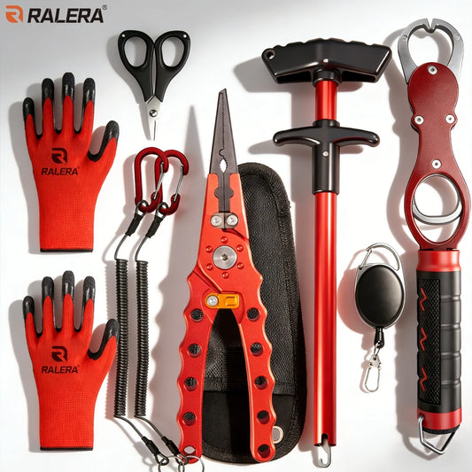 Fishing Gear Set Aluminum Alloy Fishing Pliers, Line Cutter, Hook Remover, Fish Grip with 20kg Control Capacity, Perfect Fishing