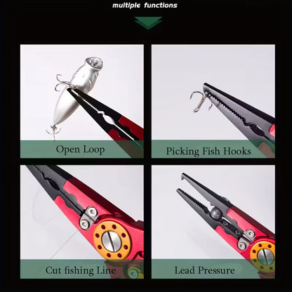 Fishing Gear Set Aluminum Alloy Fishing Pliers, Line Cutter, Hook Remover, Fish Grip with 20kg Control Capacity, Perfect Fishing