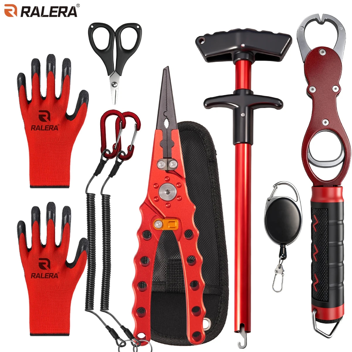 Fishing Gear Set Aluminum Alloy Fishing Pliers, Line Cutter, Hook Remover, Fish Grip with 20kg Control Capacity, Perfect Fishing